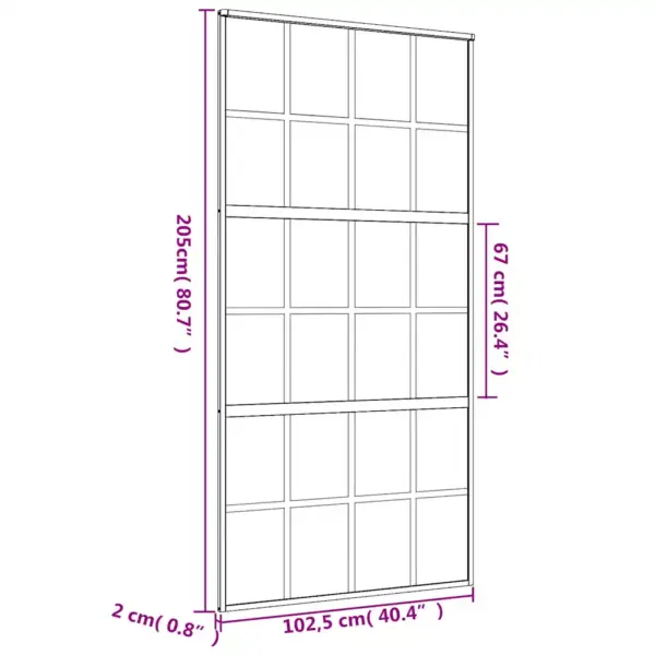 Kuldne liuguks läbipaistva ESG-klaasiga, alumiiniumraam, 102,5 x 205 cm – 9