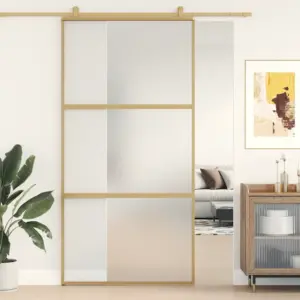Kuldne liuguks matt ESG-klaasiga, alumiiniumraam, 102,5 x 205 cm