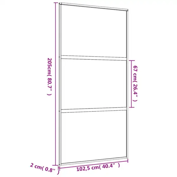 Kuldne liuguks matt ESG-klaasiga, alumiiniumraam, 102,5 x 205 cm – 9