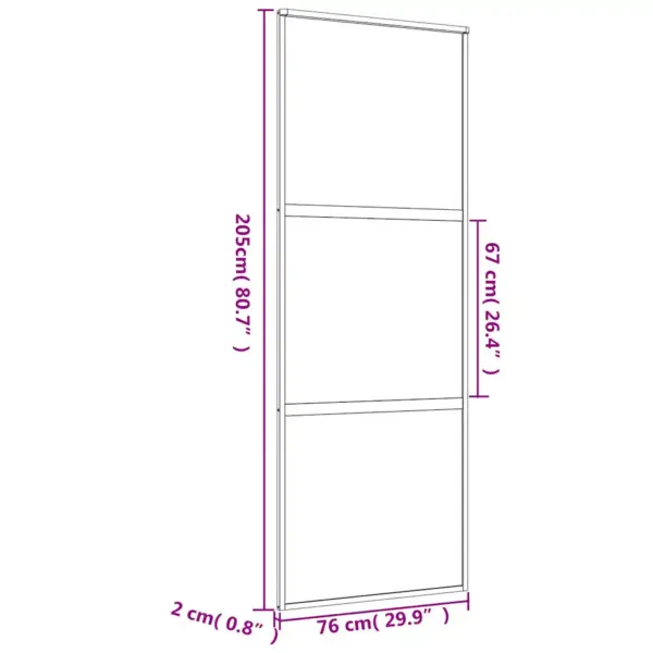 Kuldne liuguks matt ESG-klaasiga, alumiiniumraamiga, 76 x 205 cm – 9