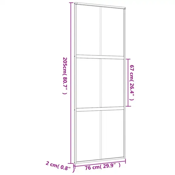Kuldne liuguks mattklaasiga, alumiiniumraamiga, 76 x 205 cm – 9