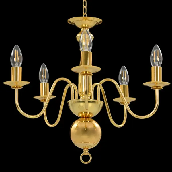 Kuldne metalllühter, 5 x E14 pirnipesaga, 50 x 45 cm – 3