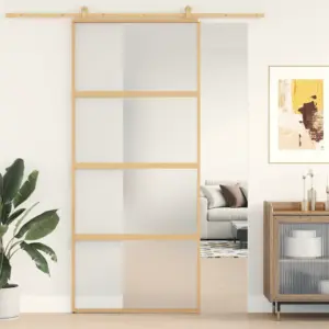 Kuldne liuguks matt ESG-klaasiga, alumiiniumraam, 90 x 205 cm