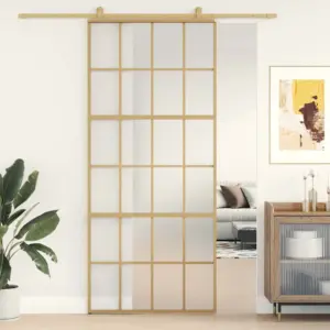 Kuldne matt klaasist liuguks alumiiniumraamiga, 90 x 205 cm