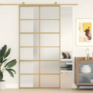 Kuldne mattklaasiga liuguks, alumiiniumraam, 102,5 x 205 cm