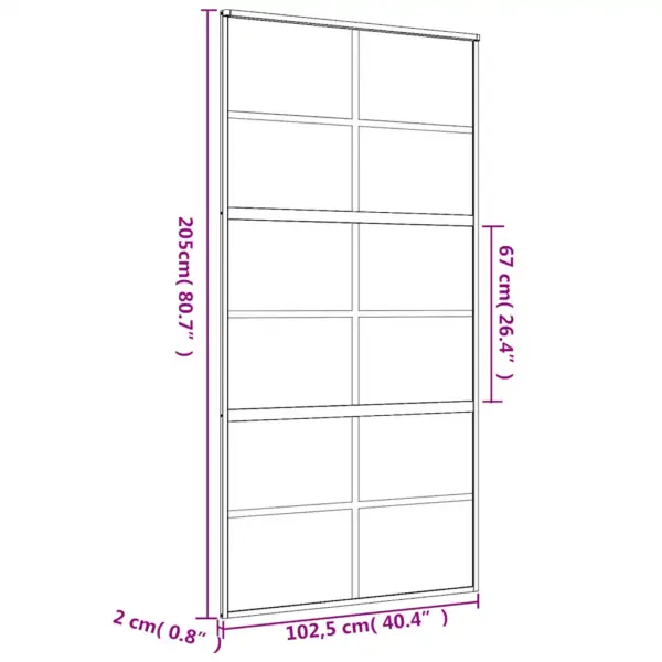 Kuldne mattklaasiga liuguks, alumiiniumraam, 102,5 x 205 cm – 9