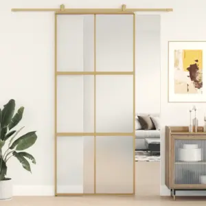 Kuldne mattklaasiga liuguks, 90 x 205 cm, ESG-klaas ja alumiinium