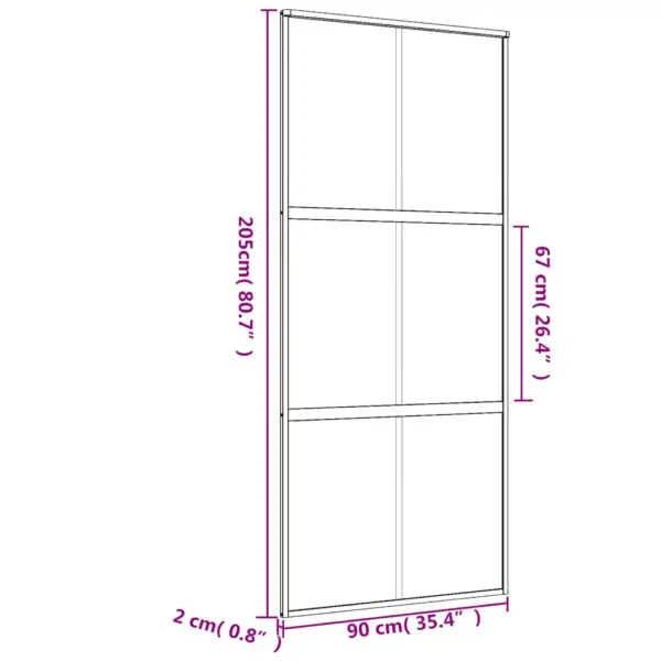 Kuldne mattklaasiga liuguks, 90 x 205 cm, ESG-klaas ja alumiinium – 9