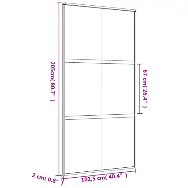 Kuldne mattklaasist liuguks alumiiniumraamiga, 102,5 x 205 cm – 9
