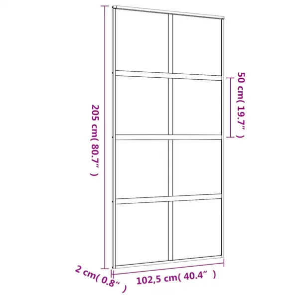 Liuguks matt ESG-klaasi ja kuldse alumiiniumraamiga, 102,5 x 205 cm – 9