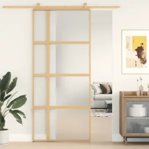 Mattklaasist lükanduks kuldse alumiiniumraamiga, 90 x 205 cm
