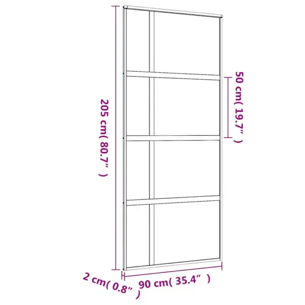 Mattklaasist lükanduks kuldse alumiiniumraamiga, 90 x 205 cm – 9