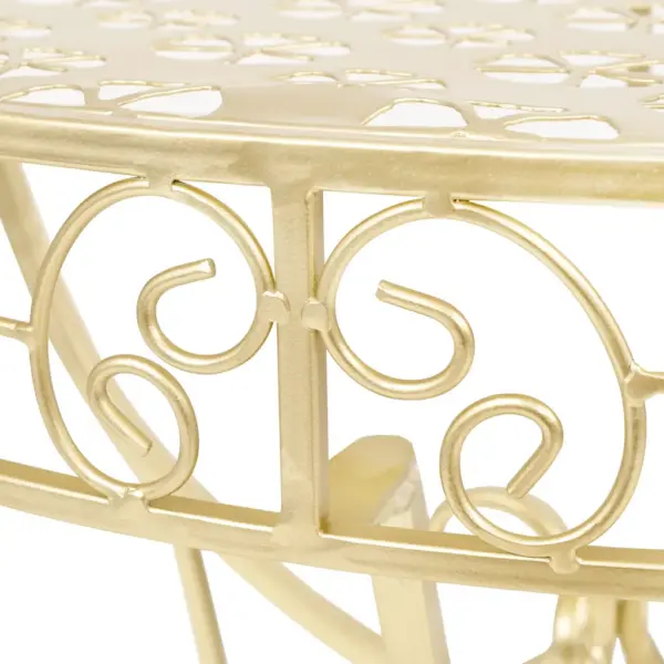 Poolringikujuline kuldne metallist lisalaud, vanaaegne stiil, 72 x 36 x 74 cm – 5