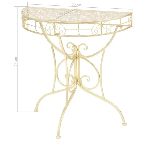 Poolringikujuline kuldne metallist lisalaud, vanaaegne stiil, 72 x 36 x 74 cm – 6