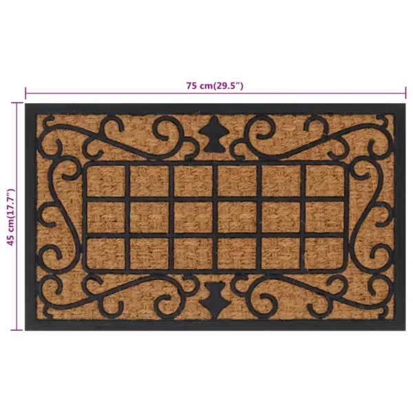 Ristkülikukujuline kummist ja kookoskiududest uksematt, must/pruun, 45 x 75 cm – 6