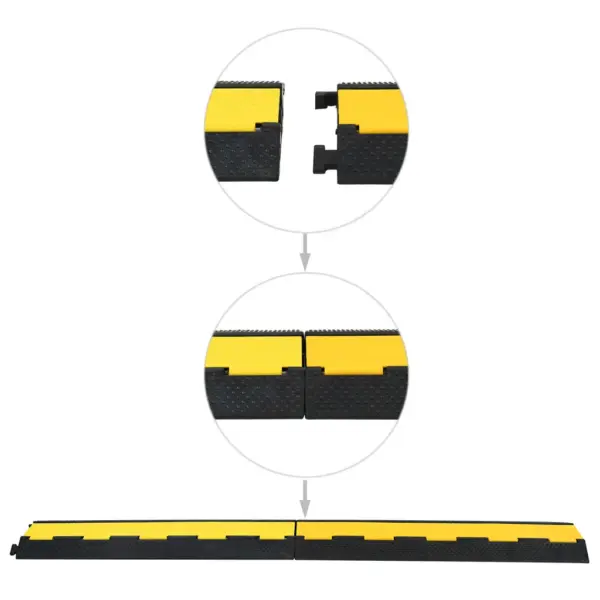 Kummist kaablikaitse kaldtee 2 kanaliga, 2 tk, kollane-must, 101,5 cm – 4