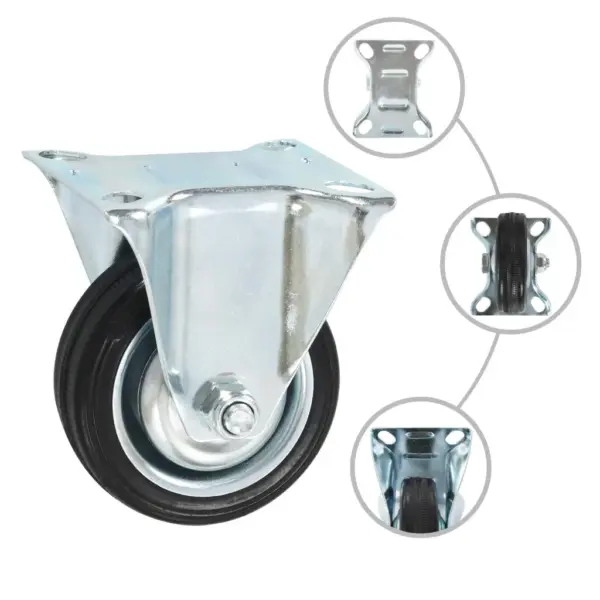 Kummist mööblirattad piduritega, 4 tk, 75 mm, must, 50 kg – 3