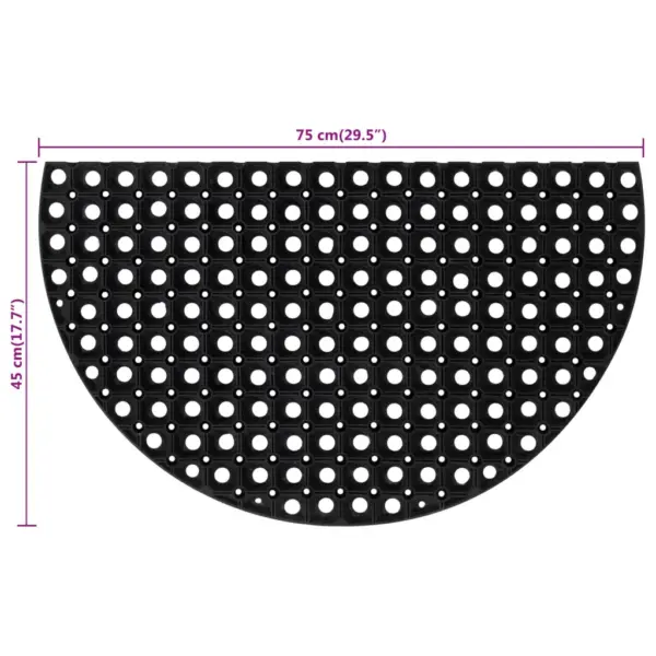 Poolringikujuline kummist uksematt, must, 45 x 75 cm, 16 mm – 6