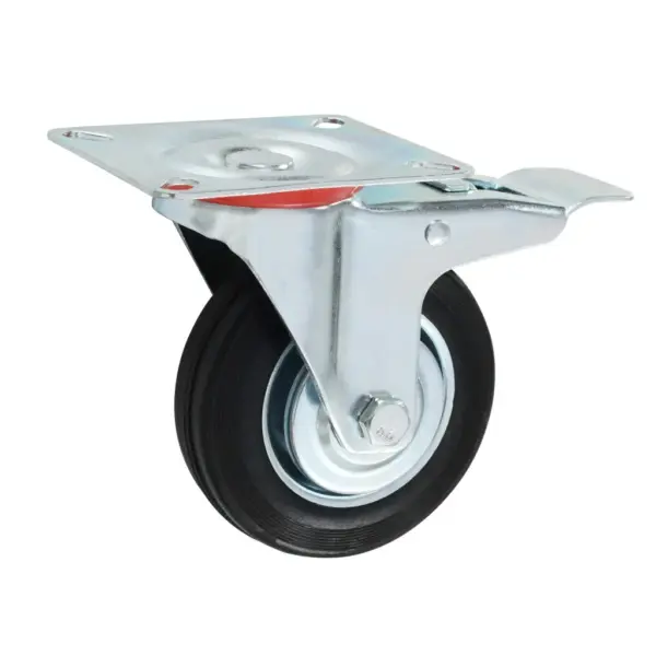 Kummist pöördrattad topeltpiduritega, 4 tk, must, 100 mm, plaadid 100 x 80 mm, 70 kg kandevõime - 5