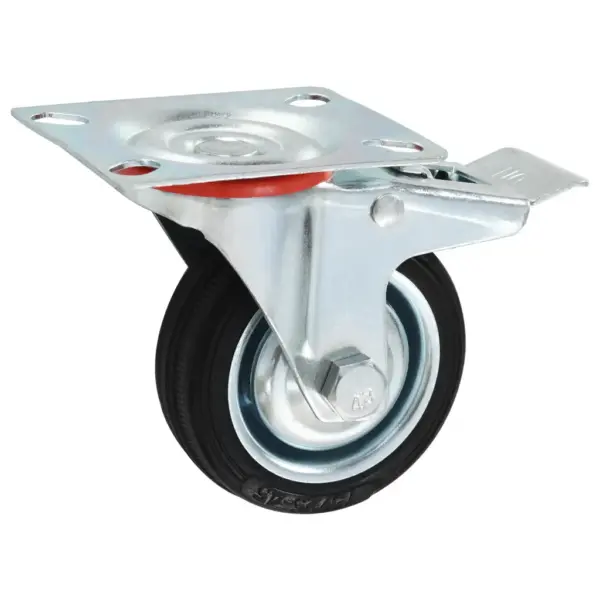 Pöörlevad kummirattad piduritega, 12 tk, must, 75 mm, 50 kg – 3