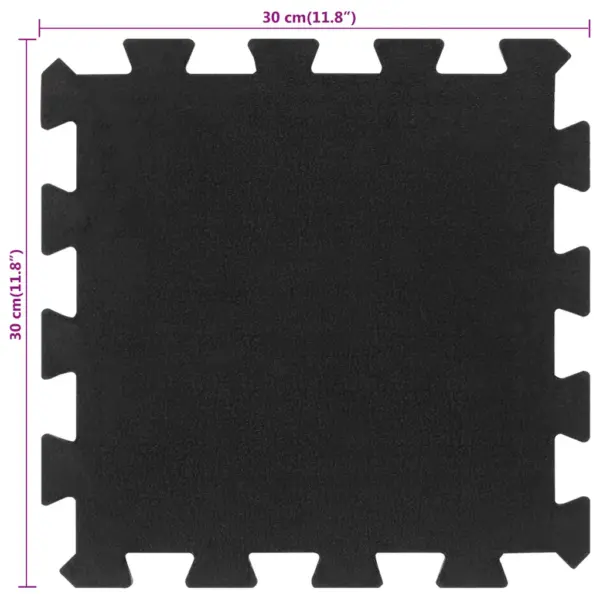 Lukustatavad kummist põrandamatid, 9 tk, must, 30 x 30 cm, 16 mm – 8
