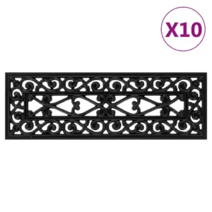 Libisemisvastased kummist trepiastme matid, must, 10 tk, 25 x 75 cm, 4 mm