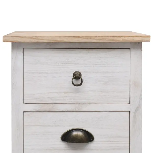 Kompaktne kummut 3 sahtliga, valge ja puiduvärvi Paulownia puit, 35 x 25 x 57 cm – 6