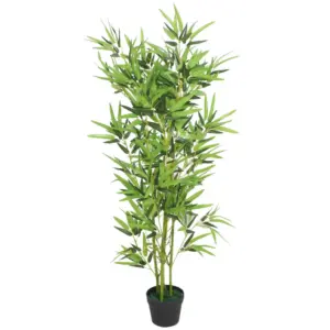 Kunstlik bambustaim potiga, ehtsa bambustüvega, 120 cm, roheline