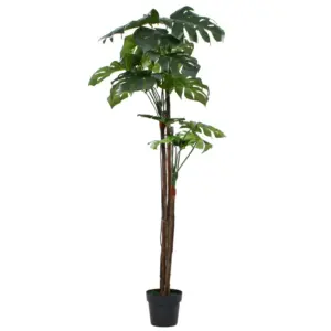 Kunstmonstera potis, 170 cm, roheline, puidust varte ja plastist lehtedega