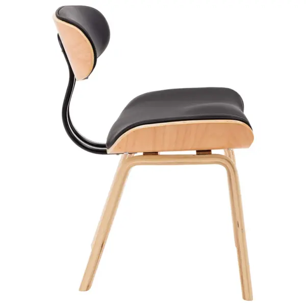 Kunstnahast söögitoolid painutatud puidust raamiga, must/pruun, 2 tk, 51,5 x 54 x 78 cm – 5
