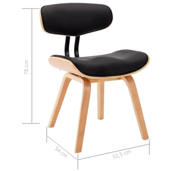 Kunstnahast söögitoolid painutatud puidust raamiga, must/pruun, 2 tk, 51,5 x 54 x 78 cm – 8