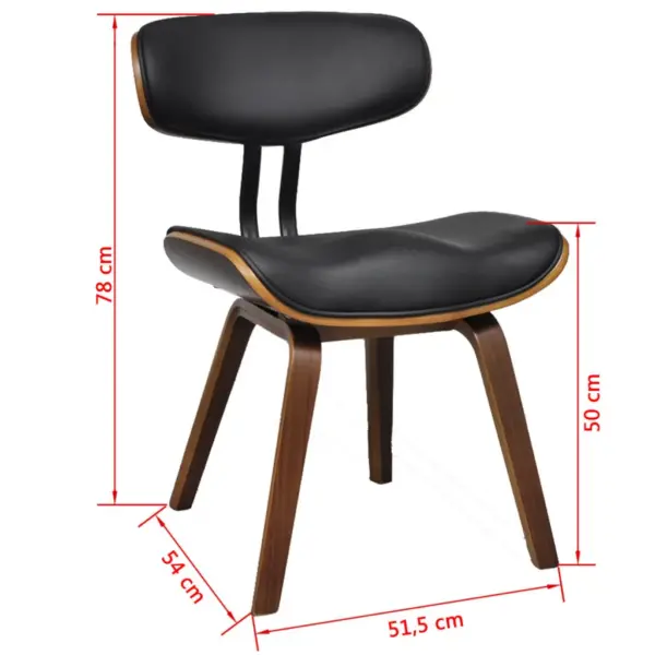 Kunstnahast söögitoolid 2 tk, painutatud puit, must ja pruun, 51,5 x 54 x 78 cm – 6