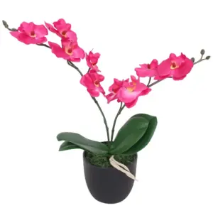Kunstorhidee punaste õitega potis, 30 cm