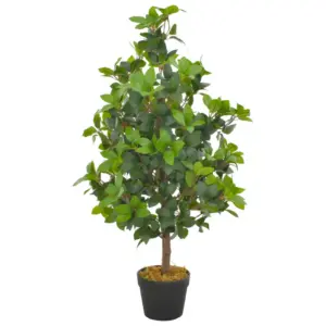 Kunsttaim loorberipuu potiga, roheline, 90 cm, 885 lehega