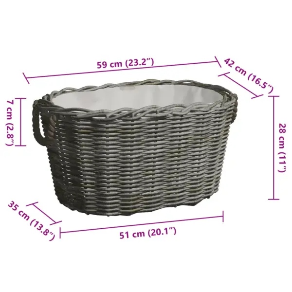 Vitstest küttepuukorv käepidemetega, hall paju, 59 x 42 x 28 cm – 6