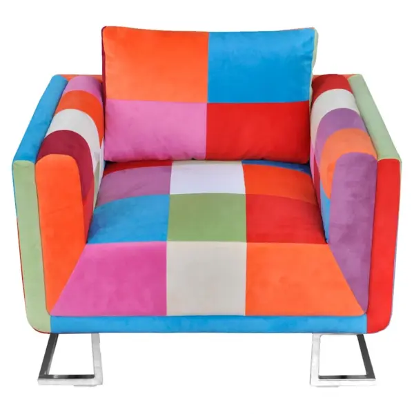Kuubikukujuline tugitool lapitehnikas kangaga, kroomitud jalgadega, mitmevärviline, 85,5 x 63 x 74 cm – 3