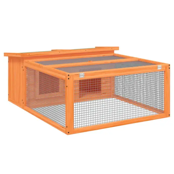 Männipuidust küülikupuur avara jooksualaga, pruun/roheline, 117,5 x 97 x 47,5 cm – 2