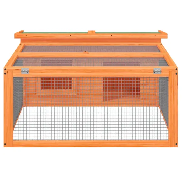 Männipuidust küülikupuur avara jooksualaga, pruun/roheline, 117,5 x 97 x 47,5 cm – 3