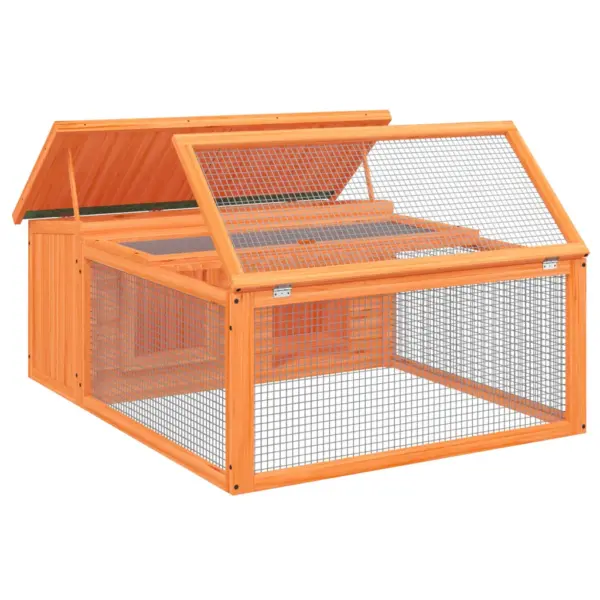 Männipuidust küülikupuur avara jooksualaga, pruun/roheline, 117,5 x 97 x 47,5 cm – 4