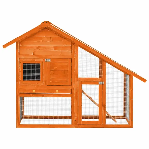Kahekorruseline kuusepuidust küülikupuur veekindla katuse ja kaldteega, 140 x 63 x 120 cm – 3
