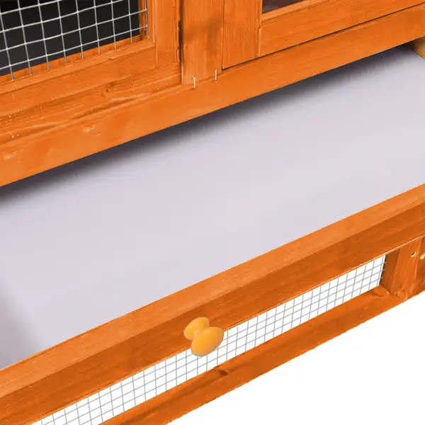 Kahekorruseline kuusepuidust küülikupuur veekindla katuse ja kaldteega, 140 x 63 x 120 cm – 9