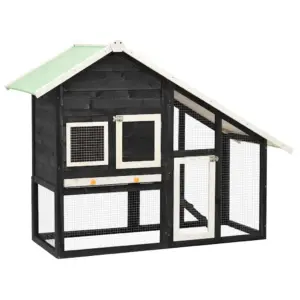Kahekorruseline kuusepuidust küülikupuur veekindla katusega, hall ja valge, 140 x 63 x 120 cm