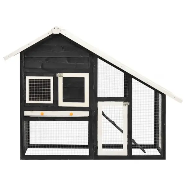 Kahekorruseline kuusepuidust küülikupuur veekindla katusega, hall ja valge, 140 x 63 x 120 cm – 3