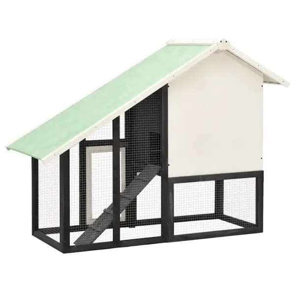 Kahekorruseline kuusepuidust küülikupuur veekindla katusega, hall ja valge, 140 x 63 x 120 cm – 5