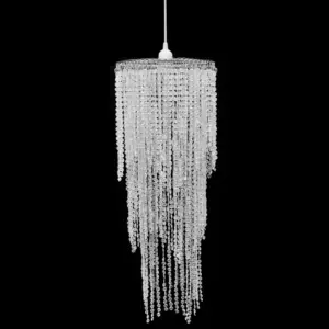 Rippuv helmeketiga lühter, läbipaistev plast ja terasraam, 26 x 70 cm