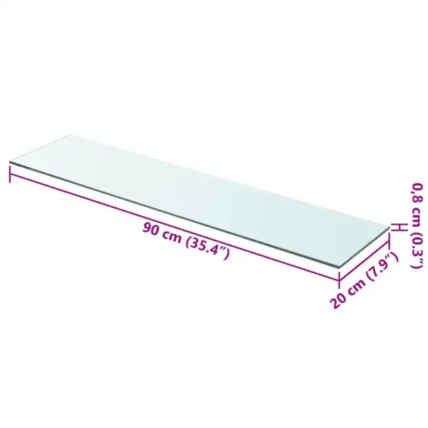 Karastatud klaasist riiuliplaat, läbipaistev, 90 x 20 cm, 8 mm - 3