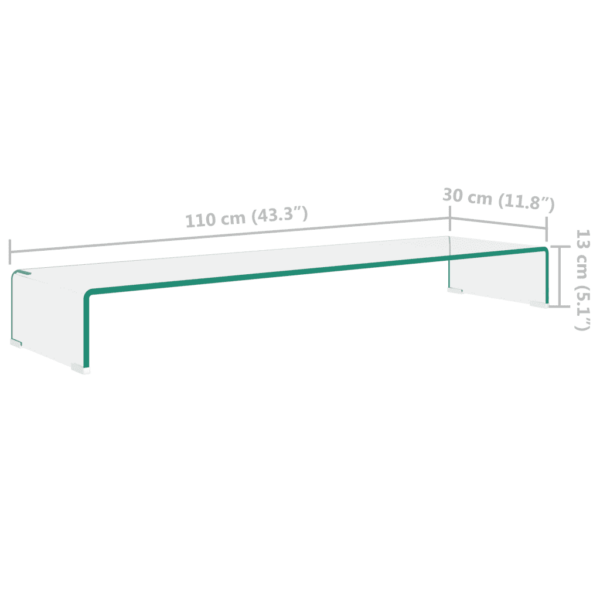 Läbipaistev klaasist telerialus / monitorialus 110 x 30 x 13 cm - 6
