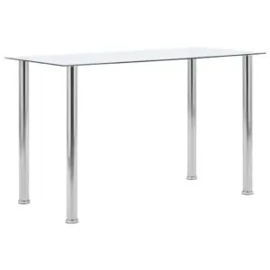 Läbipaistev karastatud klaasist söögilaud roostevaba terasraamiga, 120 x 60 x 75 cm