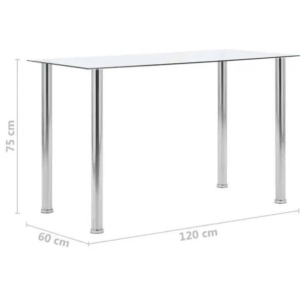 Läbipaistev karastatud klaasist söögilaud roostevaba terasraamiga, 120 x 60 x 75 cm - 5
