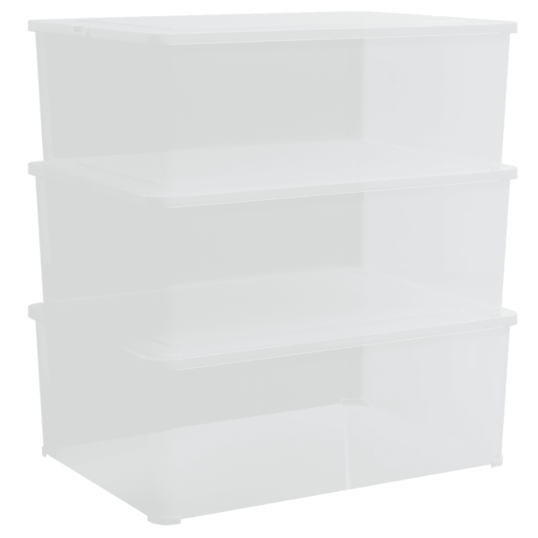Läbipaistvad plastist hoiukastid ventilatsiooniavade ja lukustusklambritega, virnastatavad, 10 l, 3 tk, 37 x 26 x 13 cm - 2